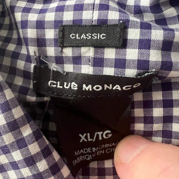 Club Monaco Classic fit, XL. 100% cotton. Long sleeves. Check plaid. Like new! - Picture 6 of 7